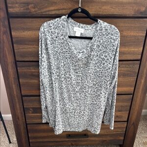 Gray Leopard Print Women's Top